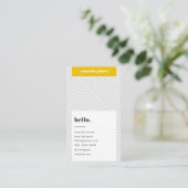 Stilvolle, trendige Mustard Yellow Diagonal Stripe Visitenkarte (Stehend Vorderseite)