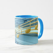 Stilvolle trendy Baby Blue Musical Notes Tasse (VorderseiteRechts)