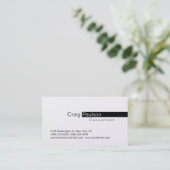 Stilvolle Trendy Black Stripe White Business Card Visitenkarte (Stehend Vorderseite)