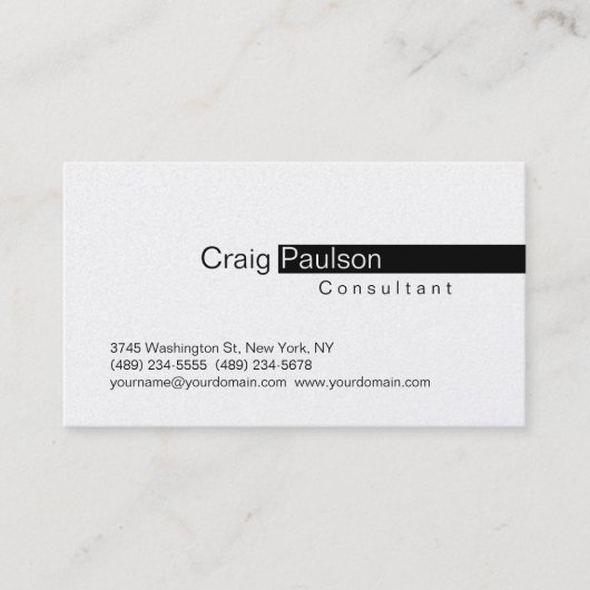 Stilvolle Trendy Black Stripe White Business Card Visitenkarte (Vorderseite)
