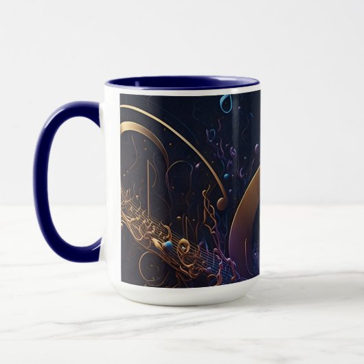 Stilvolle trendy Blue Musical Notes Tasse (Links)