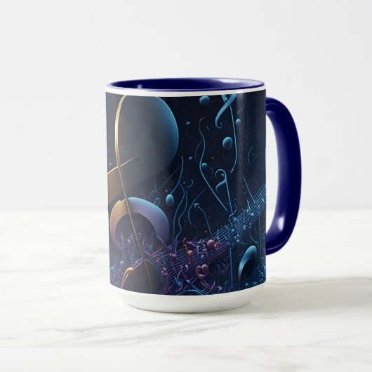 Stilvolle trendy Blue Musical Notes Tasse (VorderseiteRechts)