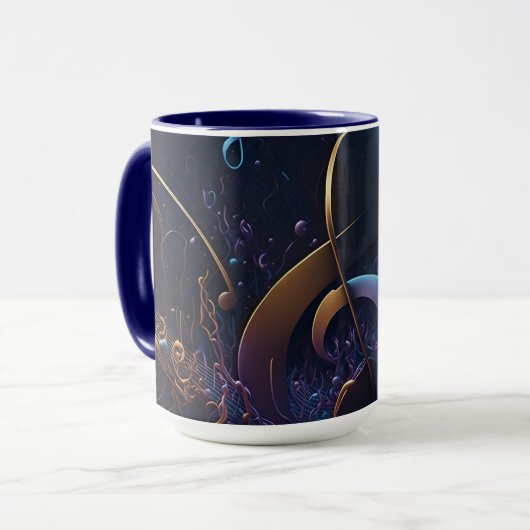 Stilvolle trendy Blue Musical Notes Tasse (Vorderseite Links)