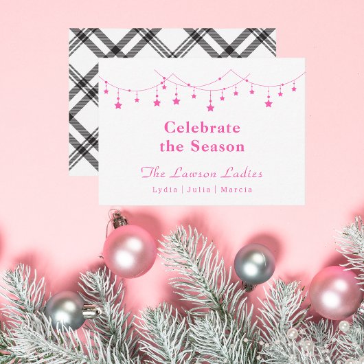 Stilvolle Trendy Boho Pink Weihnachtsstern Mitteilungskarte