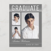 Stilvolle Trendy Chic 3 Foto Gray Abschluss Postkarte (Vorderseite)
