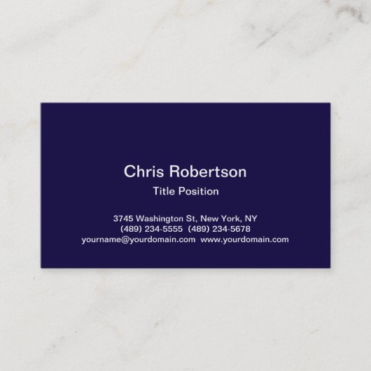 Stilvolle Trendy Dark Blue Charming Business Card Visitenkarte (Vorderseite)