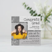 Stilvolle Trendy Foto Template Graduation Party Einladung (Stehend Vorderseite)