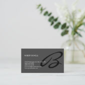Stilvolle Trendy Gray Black Monogram Visitenkarte (Stehend Vorderseite)