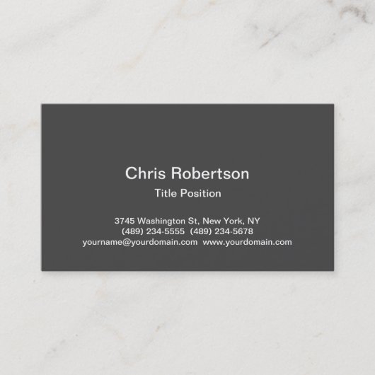 Stilvolle Trendy Gray Charming Business Card Visitenkarte (Vorderseite)