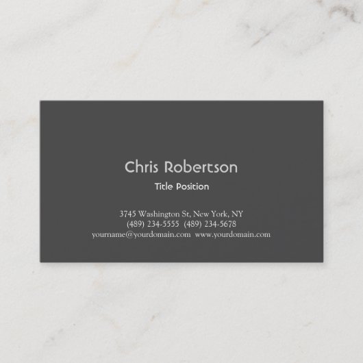Stilvolle Trendy Gray Charming Business Card Visitenkarte (Vorderseite)