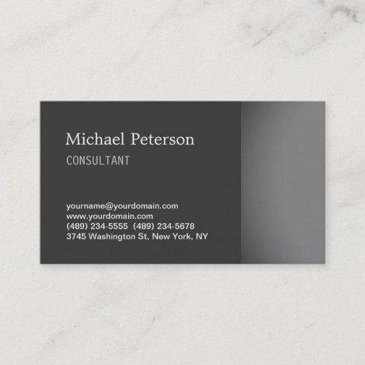 Stilvolle Trendy Gray Consultant Business Card Visitenkarte (Vorderseite)