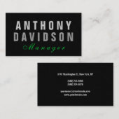 Stilvolle Trendy Gray Green Manager Business Card Visitenkarte (Vorne/Hinten)