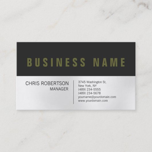 Stilvolle Trendy Gray Light Business Card Visitenkarte (Vorderseite)