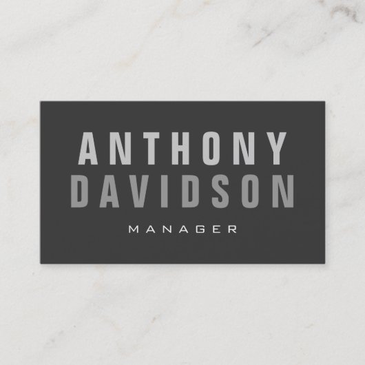 Stilvolle Trendy Gray Manager Business Card Visitenkarte (Vorderseite)