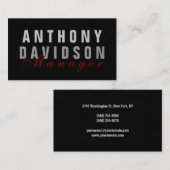 Stilvolle Trendy Gray Red Manager Business Card Visitenkarte (Vorne/Hinten)