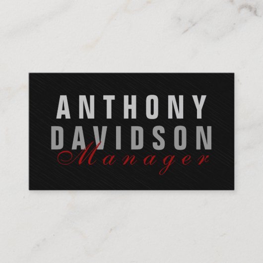 Stilvolle Trendy Gray Red Manager Business Card Visitenkarte (Vorderseite)