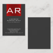 Stilvolle Trendy Gray Red Monogram Business Card Visitenkarte (Vorne/Hinten)