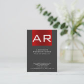 Stilvolle Trendy Gray Red Monogram Business Card Visitenkarte (Stehend Vorderseite)