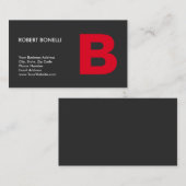 Stilvolle Trendy Gray Red Monogram Visitenkarte (Vorne/Hinten)