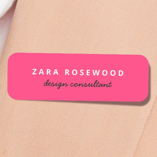 Stilvolle Trendy Hot Pink Moderne Minimalistische Namensschild