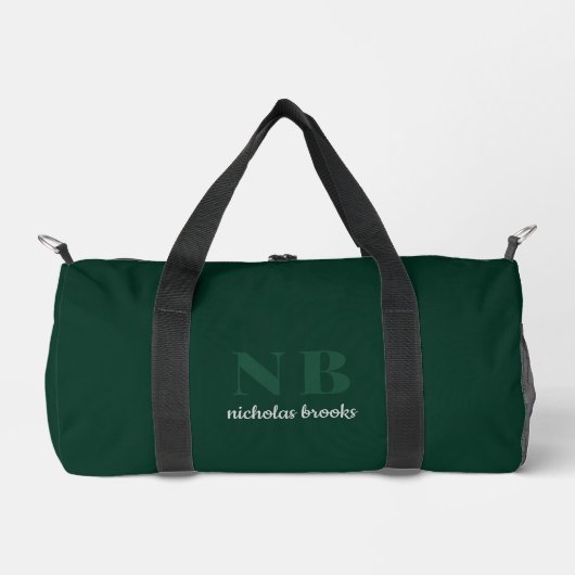 Stilvolle Trendy Minimal Monogram Dunkelgrün Duffle Bag (Vorderseite)