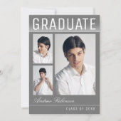Stilvolle Trendy Modern 3 Foto Gray Abschluss Ankündigung (Vorderseite)