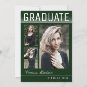 Stilvolle Trendy Modern 3 Foto Green Abschluss Ankündigung (Vorderseite)