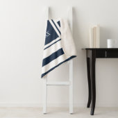 Stilvolle Trendy Monogram Navy Blue White Stripe Sherpadecke (Beispiel)