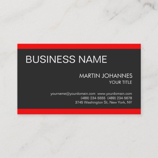 Stilvolle Trendy Red Dark Gray Business Card Visitenkarte (Vorderseite)