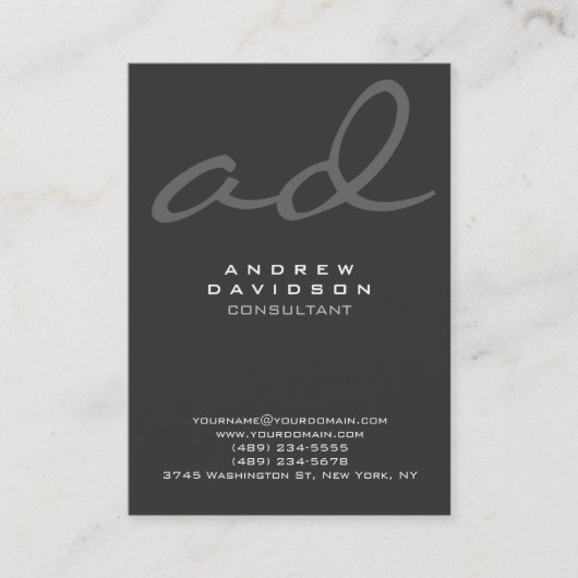 Stilvolle Trendy Script Gray Monogram Business Car Visitenkarte (Vorderseite)