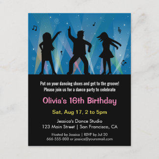 Stilvolle Trendy Teens Disco Dance Geburtstagspart Einladung