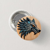 Stilvolle Tribal Wolf Kunst mit orangefarbenen Aug Button (Vorne & Hinten)