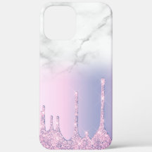 Stilvolle Tropfen aus lila Glitzer aus weißem Marm