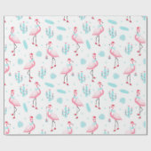 Stilvolle Tropical Christmas Pink Flamingo Girly Geschenkpapier (Flach)