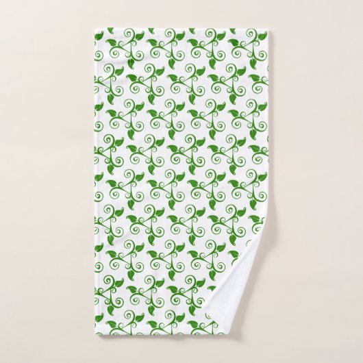 Stilvolle Tropical Green Blätter Pattern auf Weiß Badhandtuch Set (Handtuch)