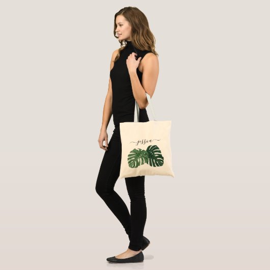 Stilvolle Tropical Monstera Tote Bag Tragetasche (Vorderseite (Model))