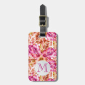 Stilvolle Tropical Palm Mit Monogramm Gepäckanhänger (Vorderseite vertikal)