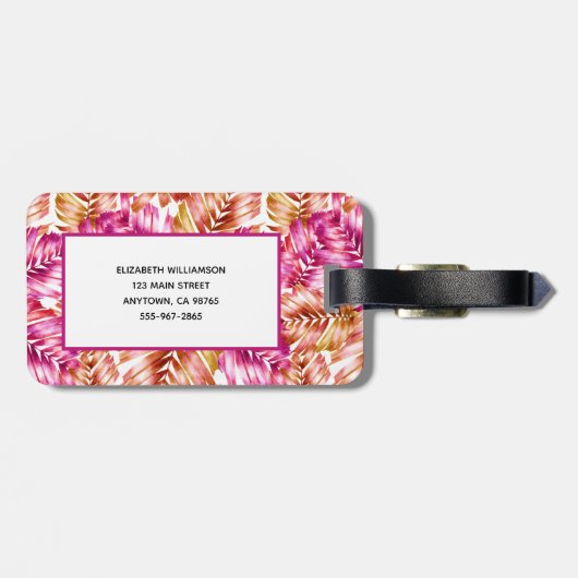 Stilvolle Tropical Palm Mit Monogramm Gepäckanhänger (Rückseite horizontal)