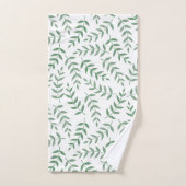 Stilvolle tropische grüne Blätter auf Weiß Badhandtuch Set (Handtuch)