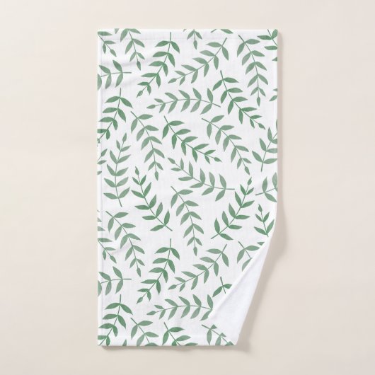 Stilvolle tropische grüne Blätter auf Weiß Badhandtuch Set (Handtuch)
