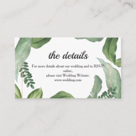 Stilvolle tropische Pflanzen. Angaben zur Hochzeit Begleitkarte