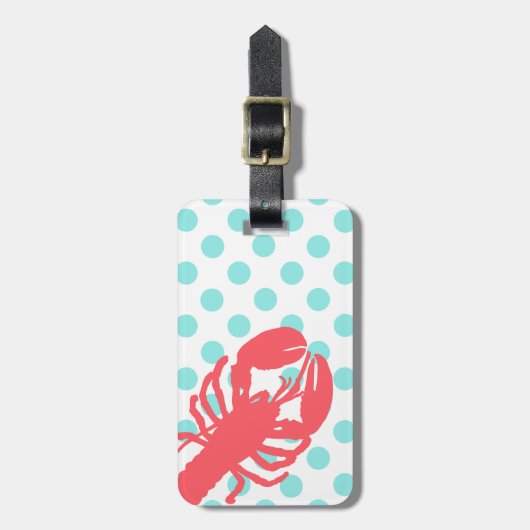 Stilvolle Tupfen u. Hummer-Gepäckanhänger Gepäckanhänger (Vorderseite vertikal)
