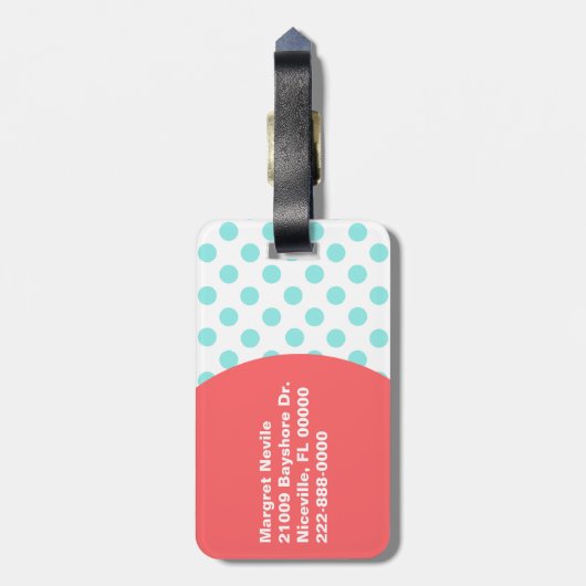 Stilvolle Tupfen u. Hummer-Gepäckanhänger Gepäckanhänger (Rückseite vertikal)