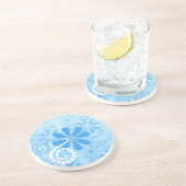 Stilvolle türkisblaue Flora Retro Daisy Blume Getränkeuntersetzer (Seite)