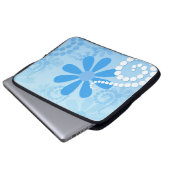 Stilvolle türkisblaue Flora Retro Daisy Blume Laptopschutzhülle (Vorne Knopf)