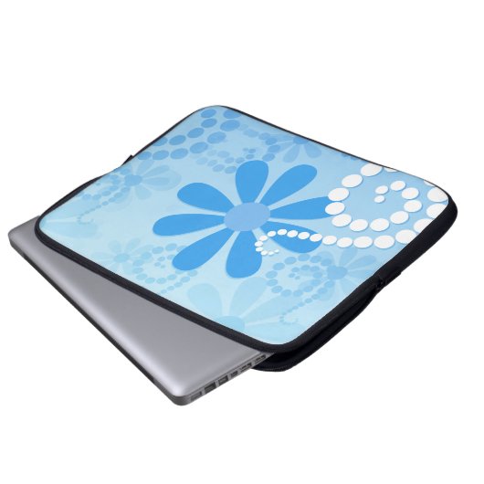 Stilvolle türkisblaue Flora Retro Daisy Blume Laptopschutzhülle (Vorne Knopf)