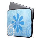 Stilvolle türkisblaue Flora Retro Daisy Blume Laptopschutzhülle (Vorderseite Links)