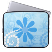 Stilvolle türkisblaue Flora Retro Daisy Blume Laptopschutzhülle (Vorderseite)