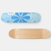 Stilvolle türkisblaue Flora Retro Daisy Blume Skateboard (Horizontal)