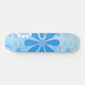 Stilvolle türkisblaue Flora Retro Daisy Blume Skateboard (Horizontal)